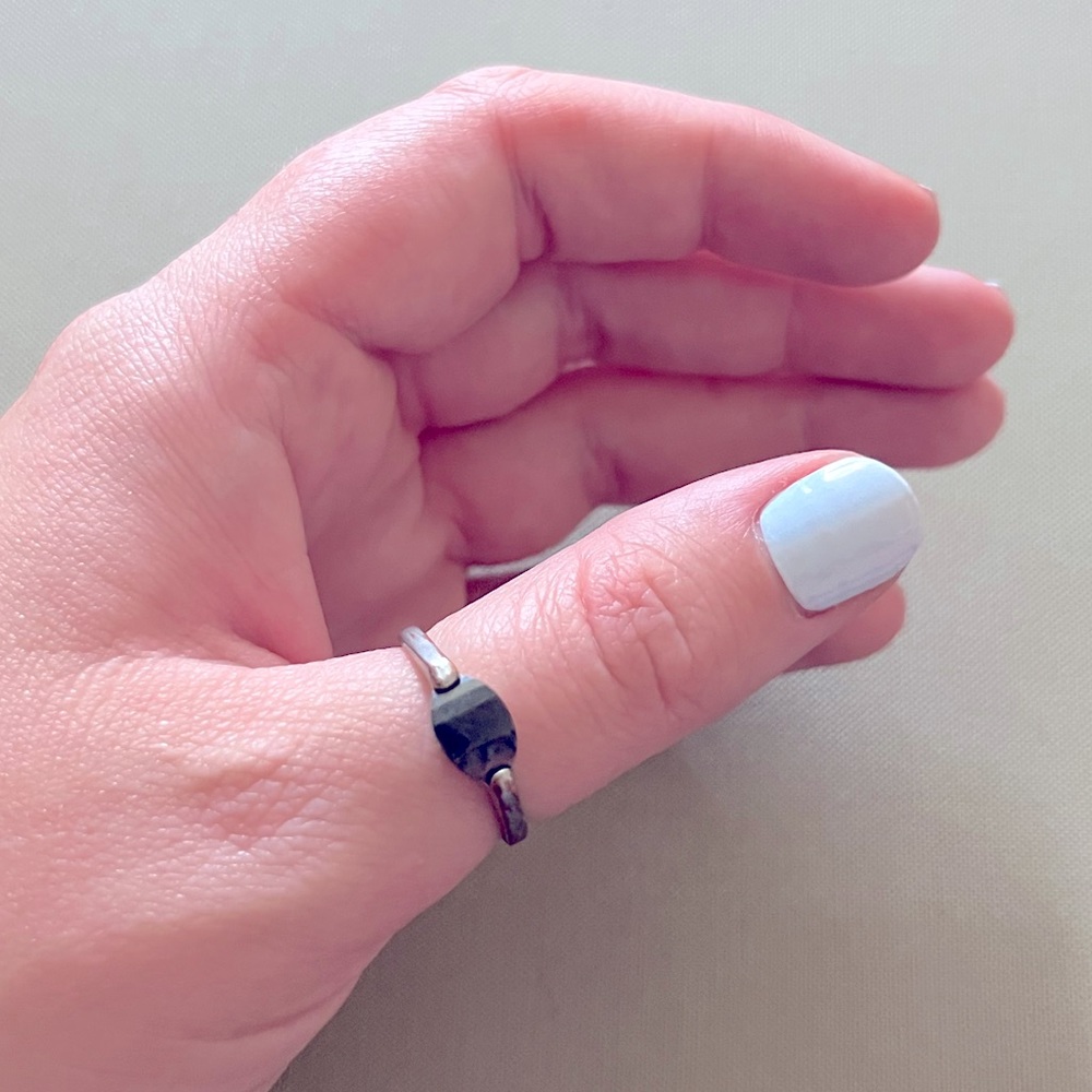Silver and black onyx ring